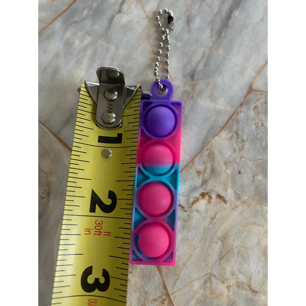 Pop It Fidget Toy Keychain Silicone Tie Dye Purple Pink Blue Sensory Stress Toy